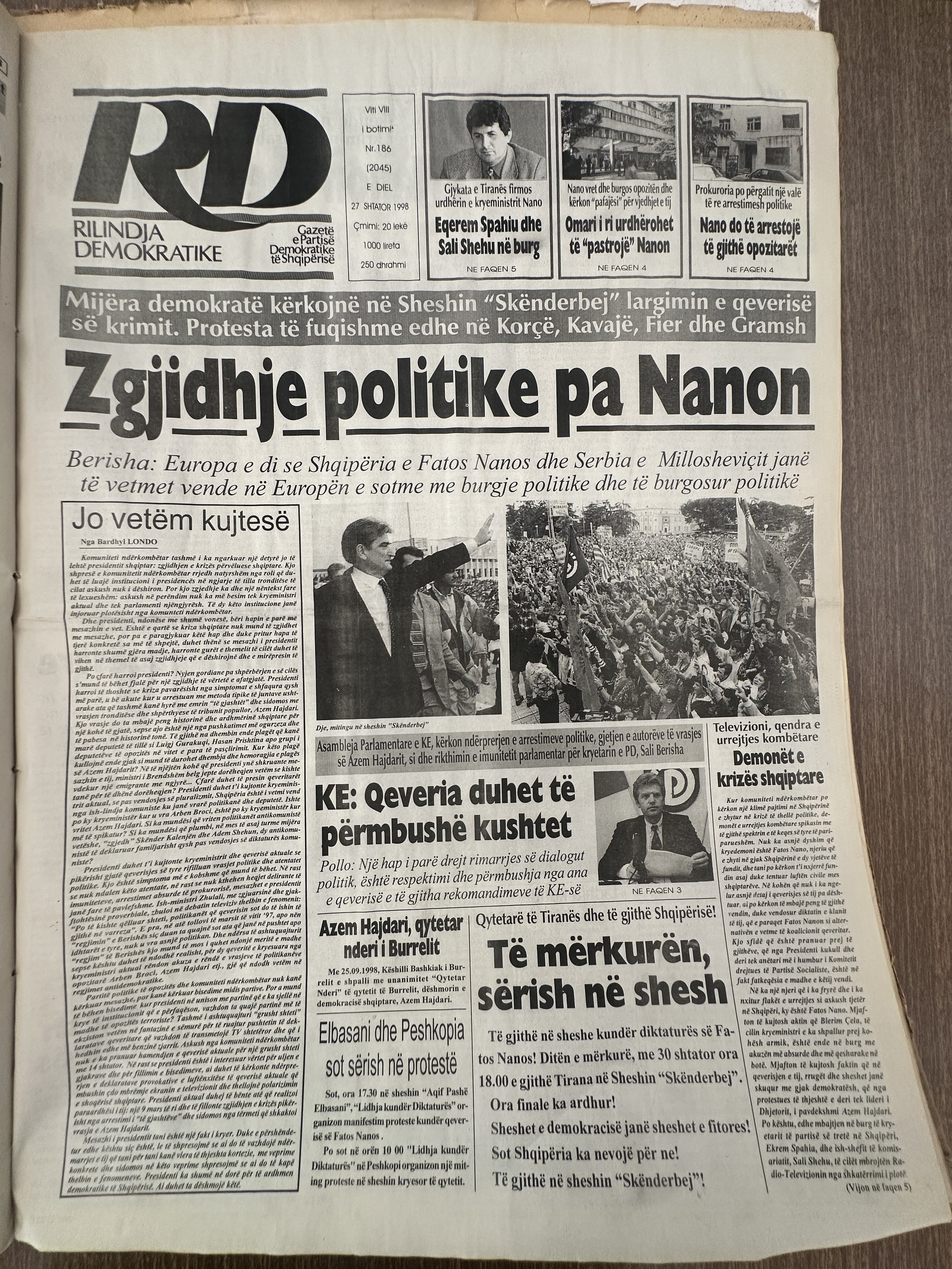 Rilindja Demokratike 1998-09-27